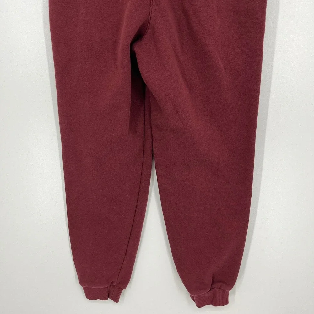 Nike Kids Maroon Fleece Jogger Sweatpants Large Vertical Logo Graphic Burgundy